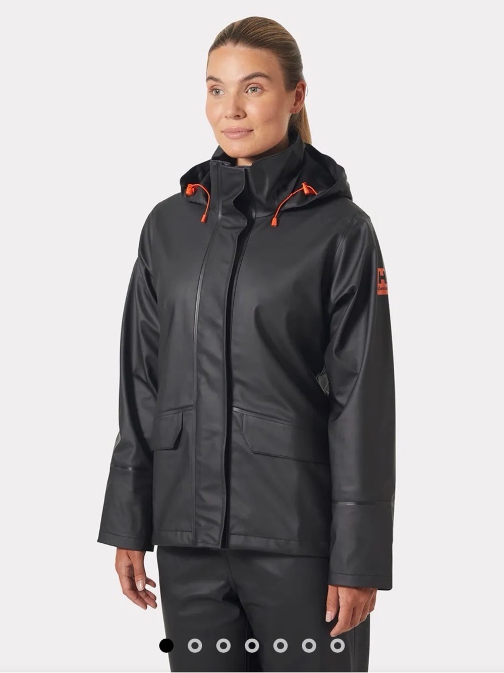 Helly Hansen Black Rain Jacket with Red Trim